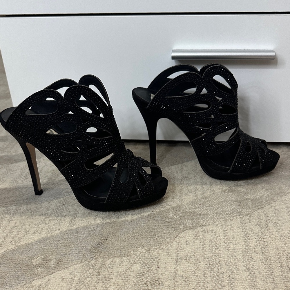 Italina Black Cutout Heels